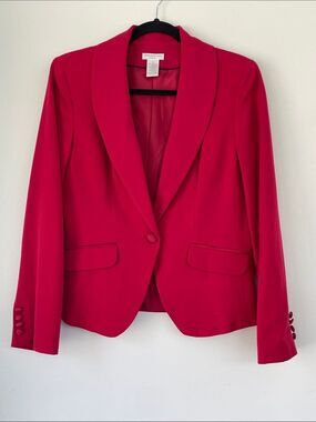 Worthington Womens Bright Spicy Red Single-Button Tailored Blazer 10